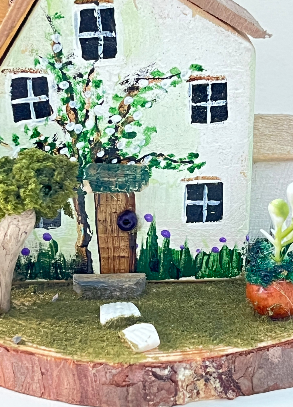 Miniature diorama with a house, and plants on a white background (RRH1040) (Copy)