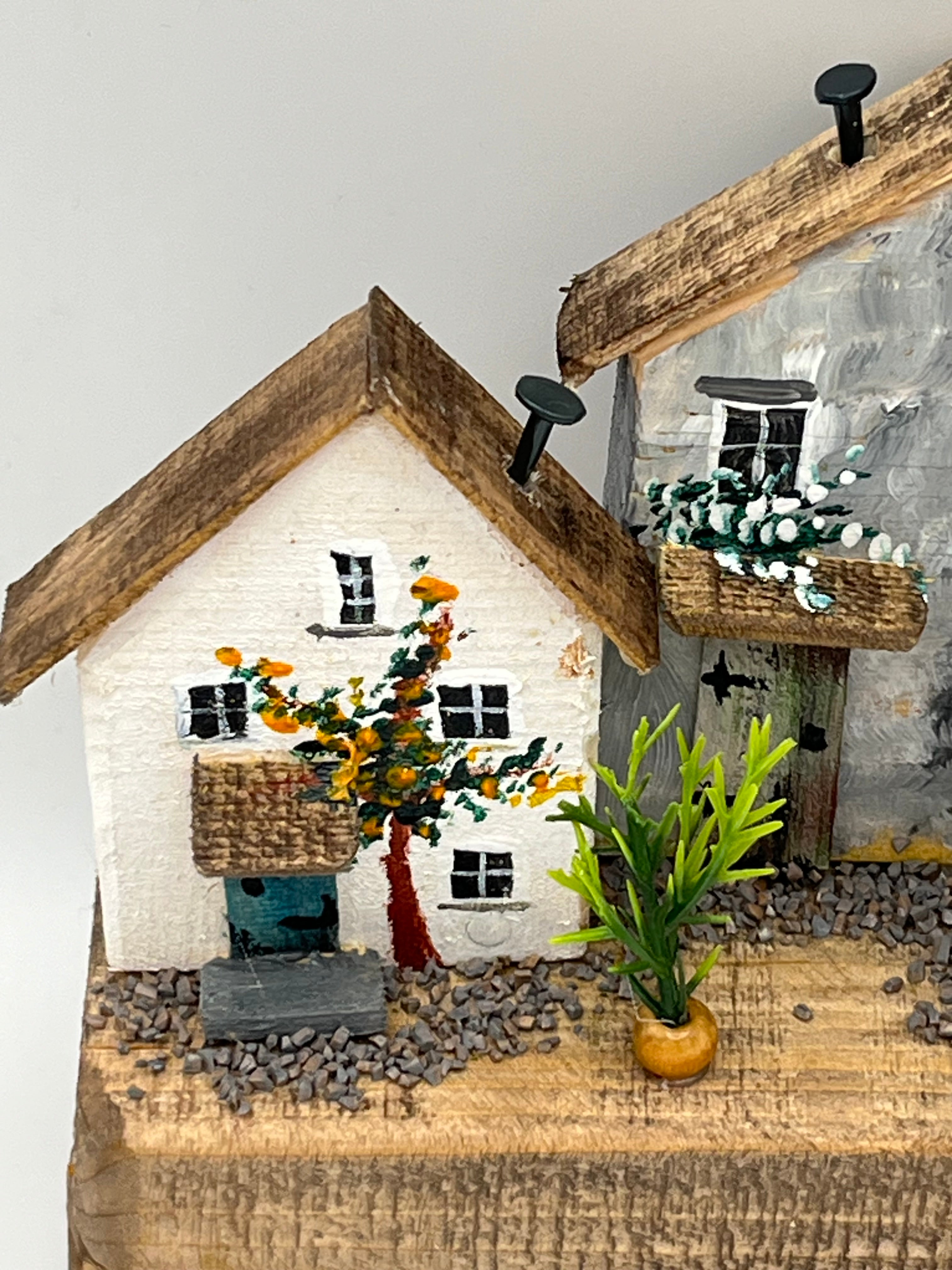 Handcrafted Miniature Wooden houses Keyholder on hardwood RRH1035