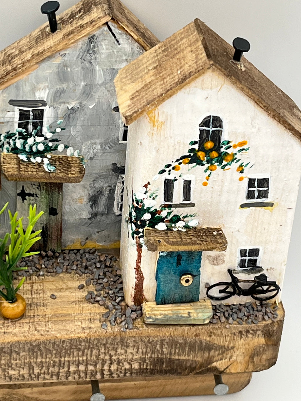 Handcrafted Miniature Wooden houses Keyholder on hardwood RRH1035