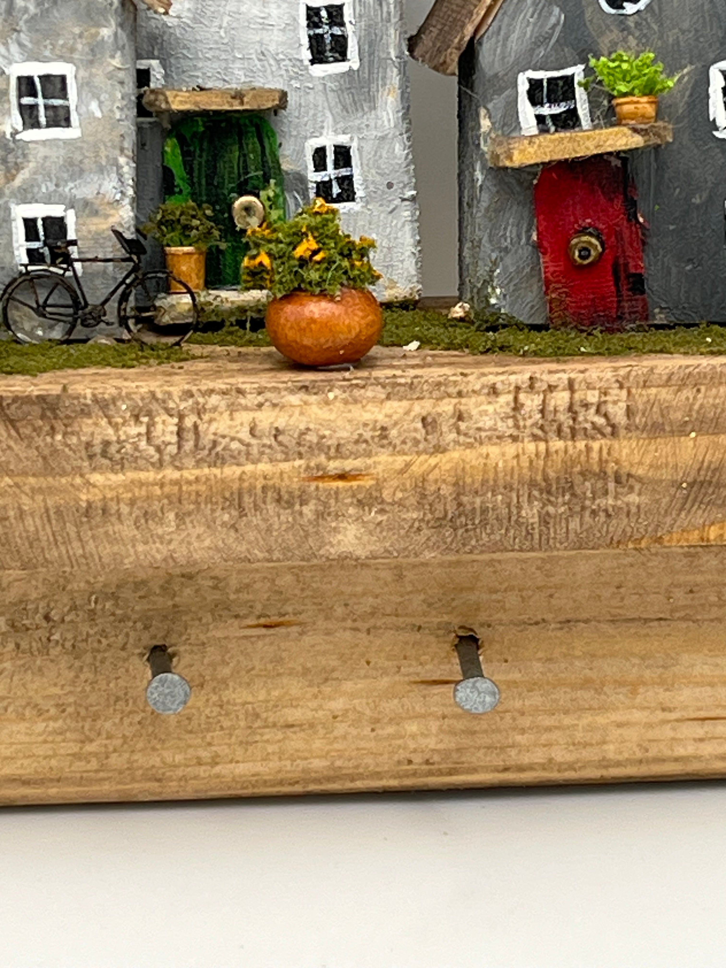 Handcrafted Miniature Wooden houses Keyholder on hardwood RRH1036