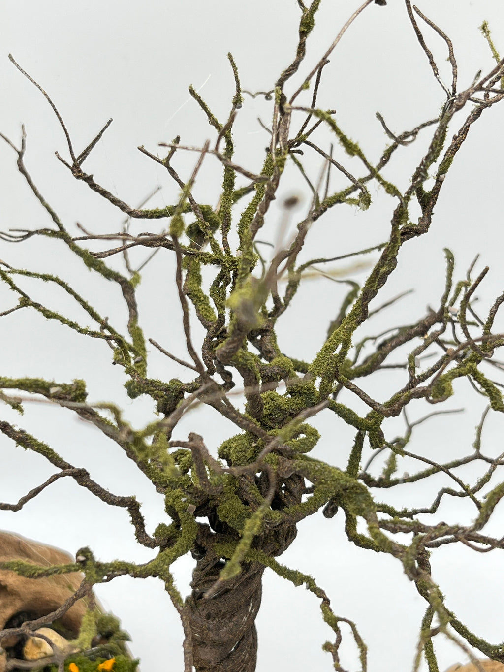 Single Handcrafted Copper Wire Tree on natural bark (RRT016)
