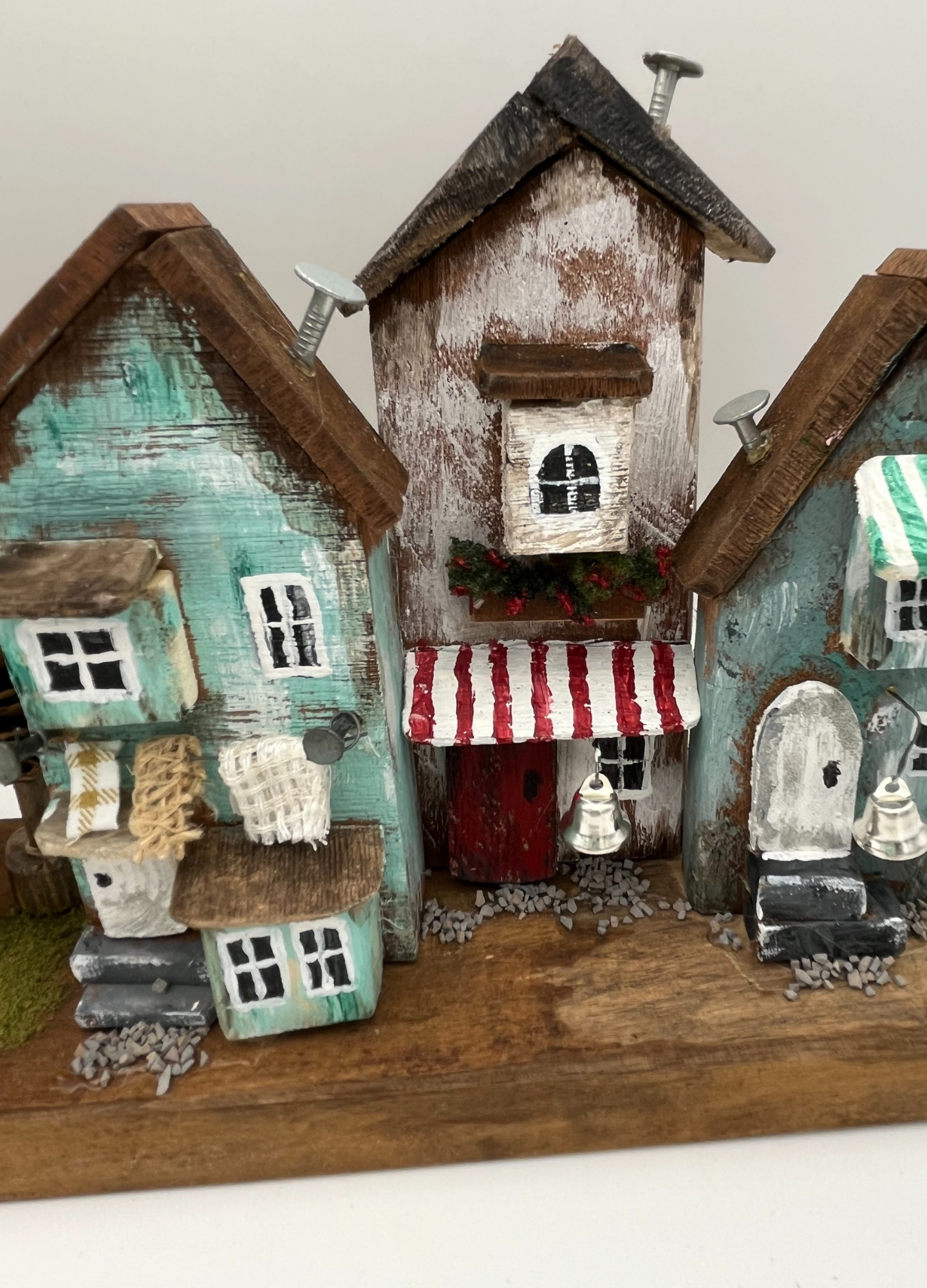 Handcrafted Miniature Wooden Houses  on Natural Base  RRH1021