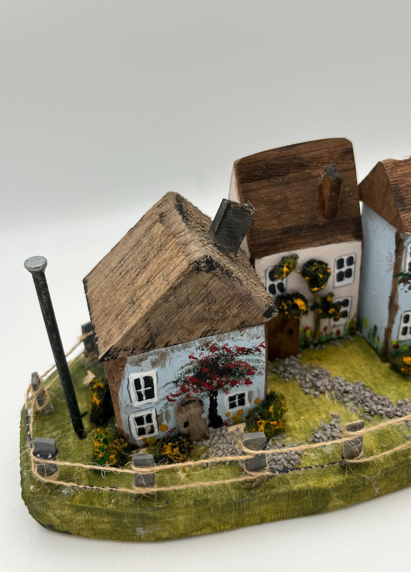 Trio of Handcrafted Miniature Wooden Houses RR1016