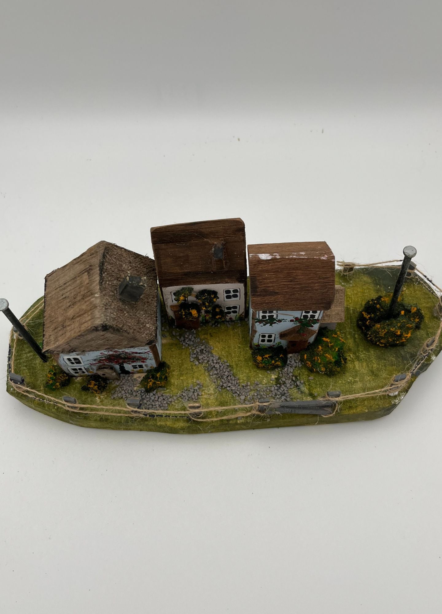 Trio of Handcrafted Miniature Wooden Houses RR1016