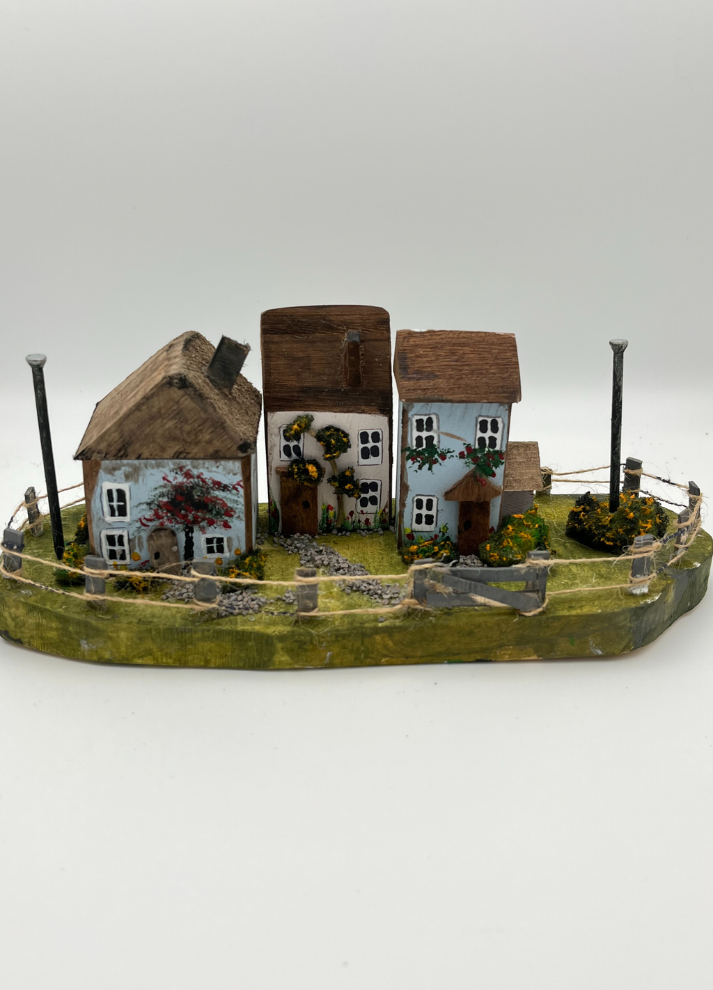 Trio of Handcrafted Miniature Wooden Houses RR1016