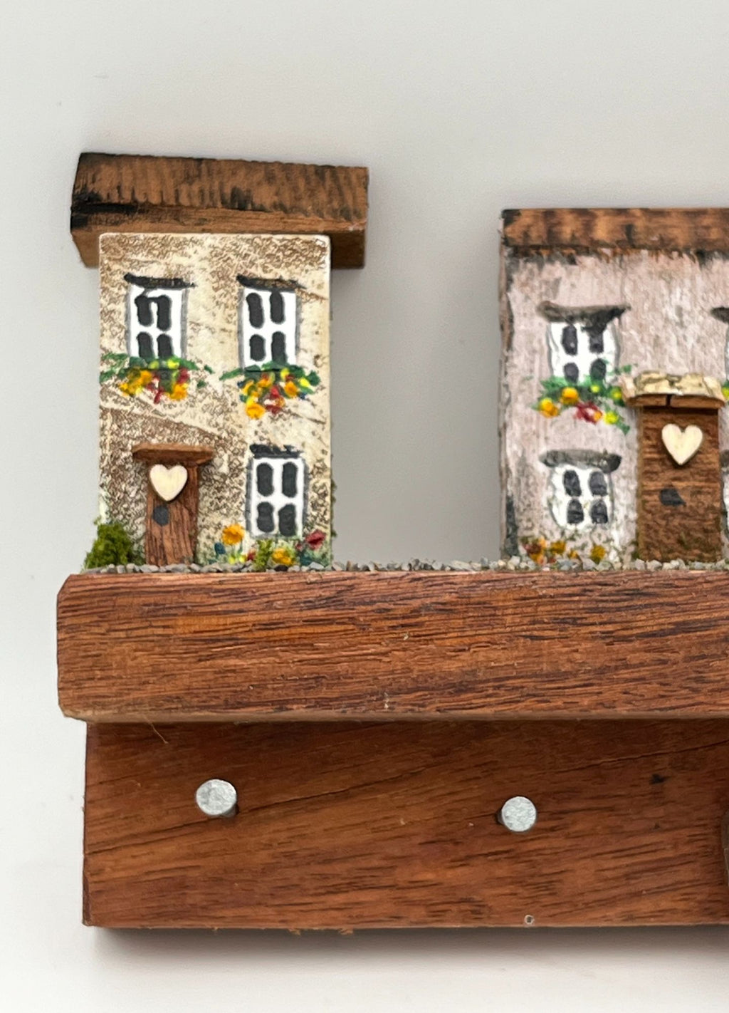 Handcrafted Miniature Wooden houses Keyholder on hardwood RRH1023