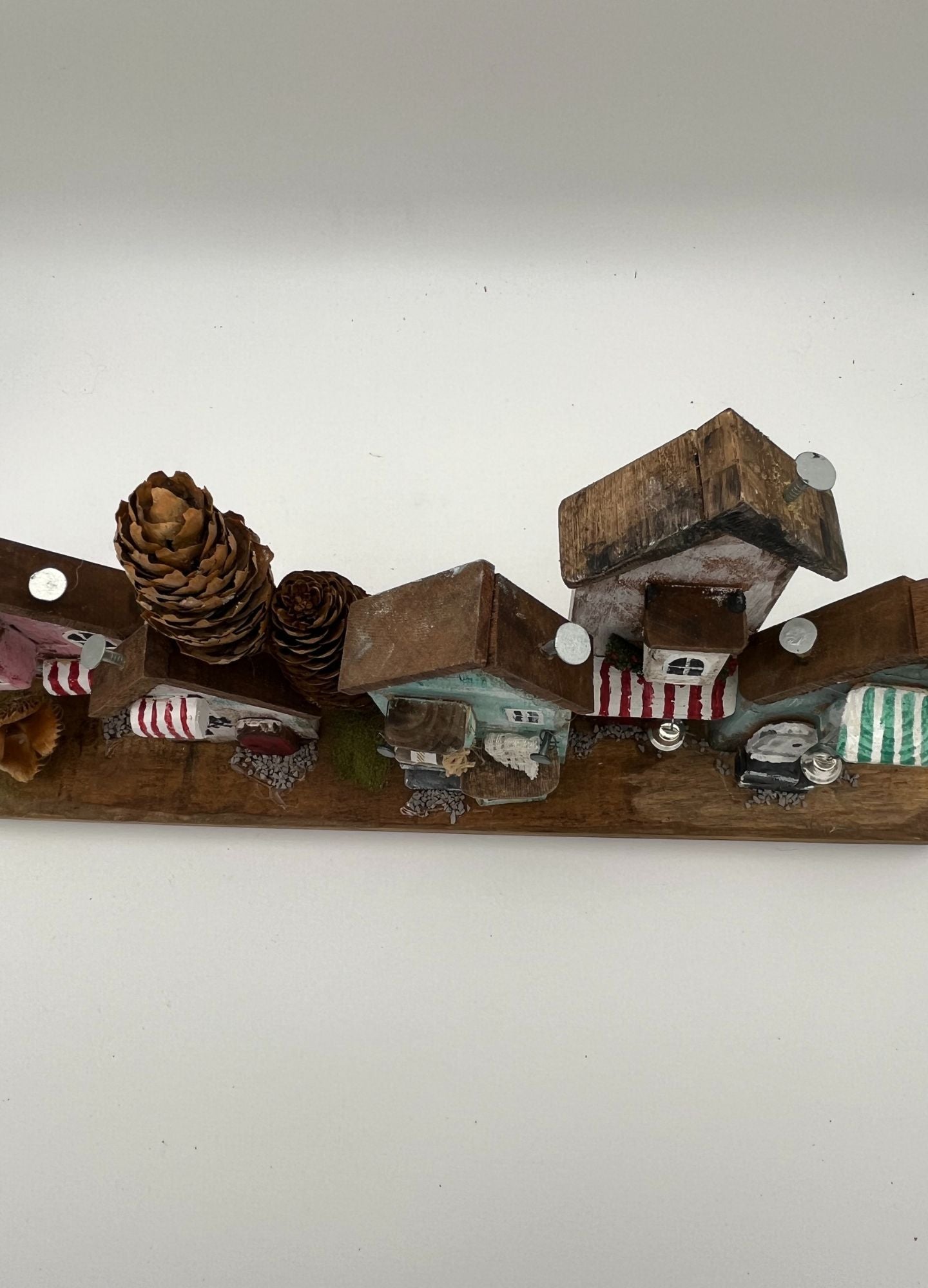 Handcrafted Miniature Wooden Houses  on Natural Base  RRH1021