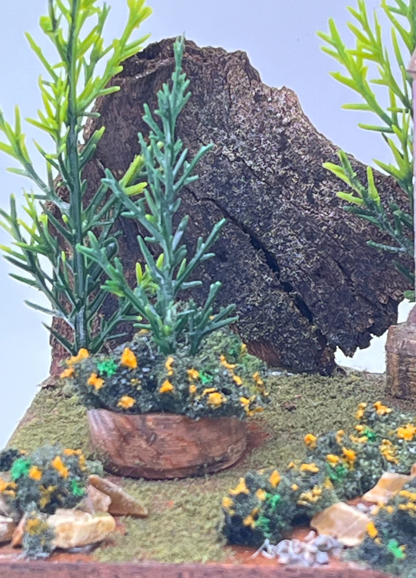 Handcrafted Miniature Wooden House on Natural Base  RRH1033