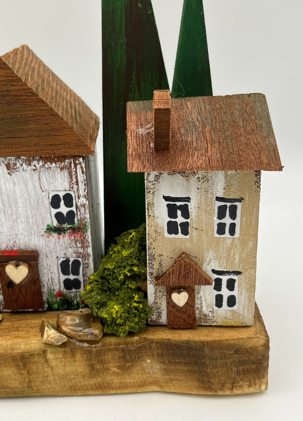 Handcrafted Miniature Wooden Houses  on Natural Base  RRH1020
