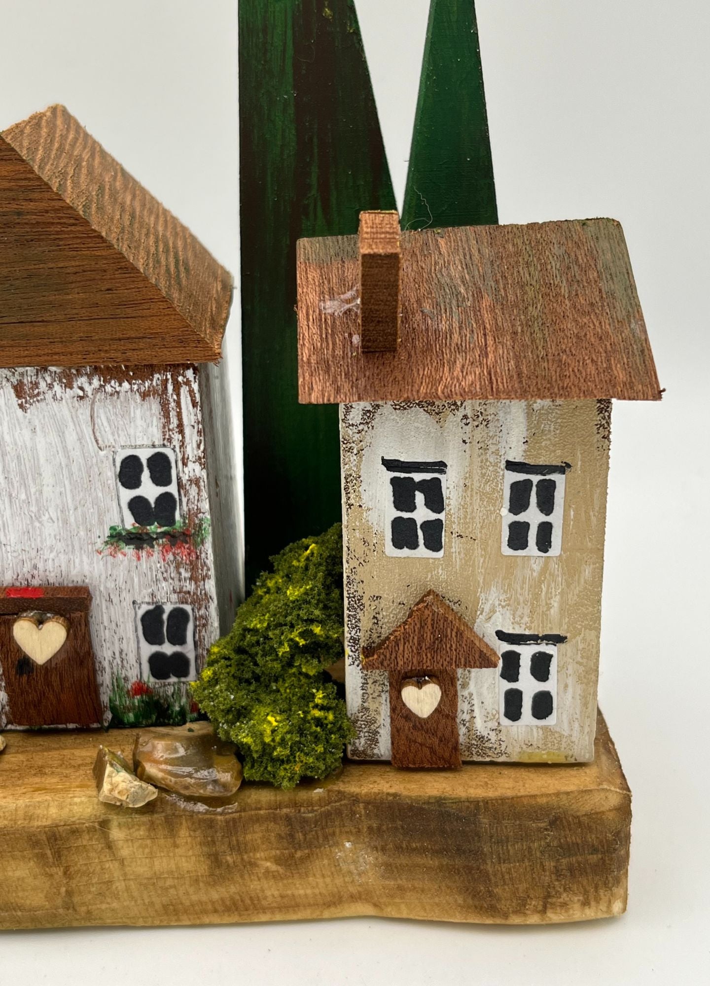 Handcrafted Miniature Wooden Houses  on Natural Base  RRH1020