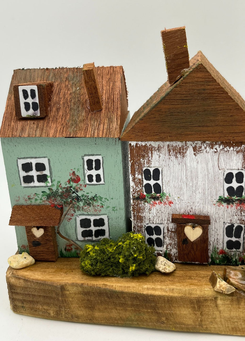 Handcrafted Miniature Wooden Houses  on Natural Base  RRH1020