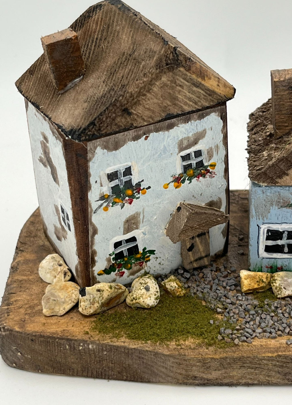 Pair Handcrafted Miniature Wood on Natural Base  RRH1032