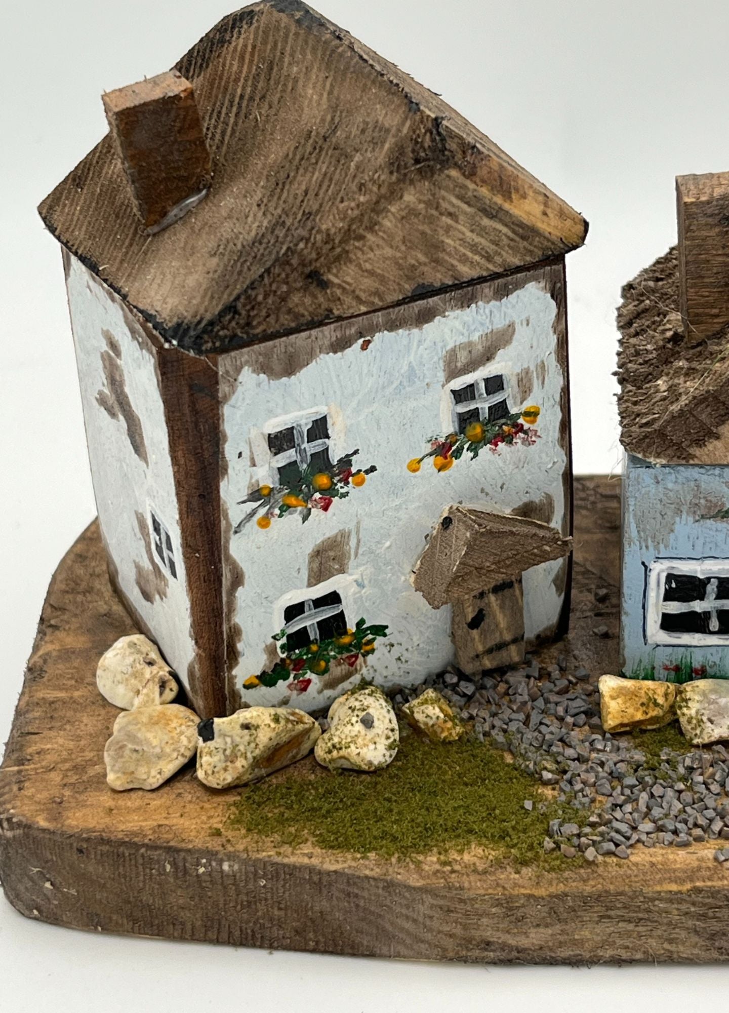 Pair Handcrafted Miniature Wood on Natural Base  RRH1032