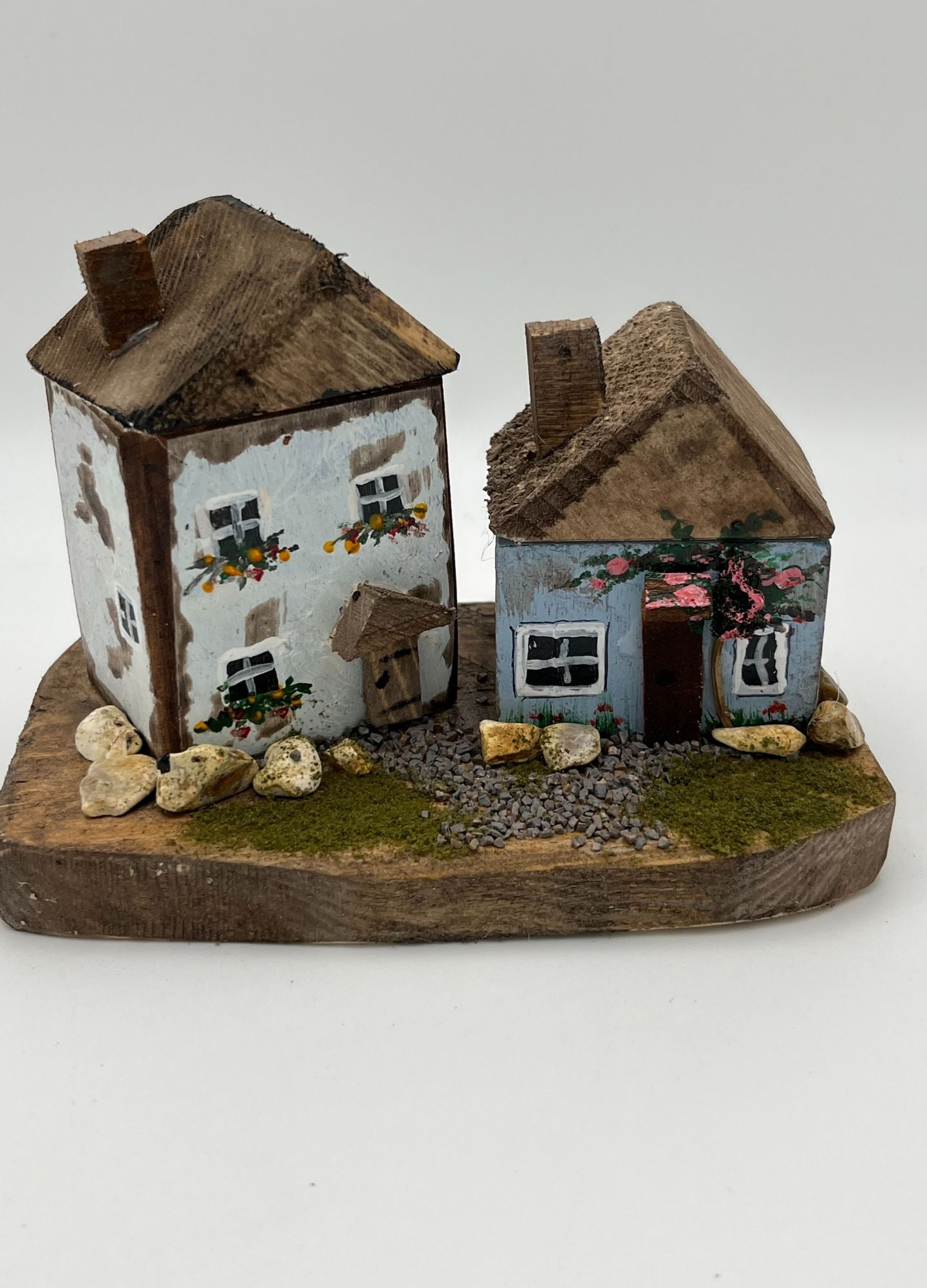 Pair Handcrafted Miniature Wood on Natural Base  RRH1032