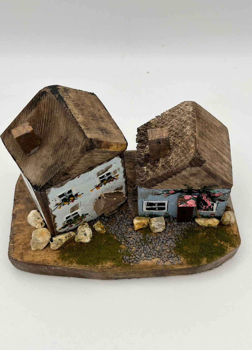 Pair Handcrafted Miniature Wood on Natural Base  RRH1032