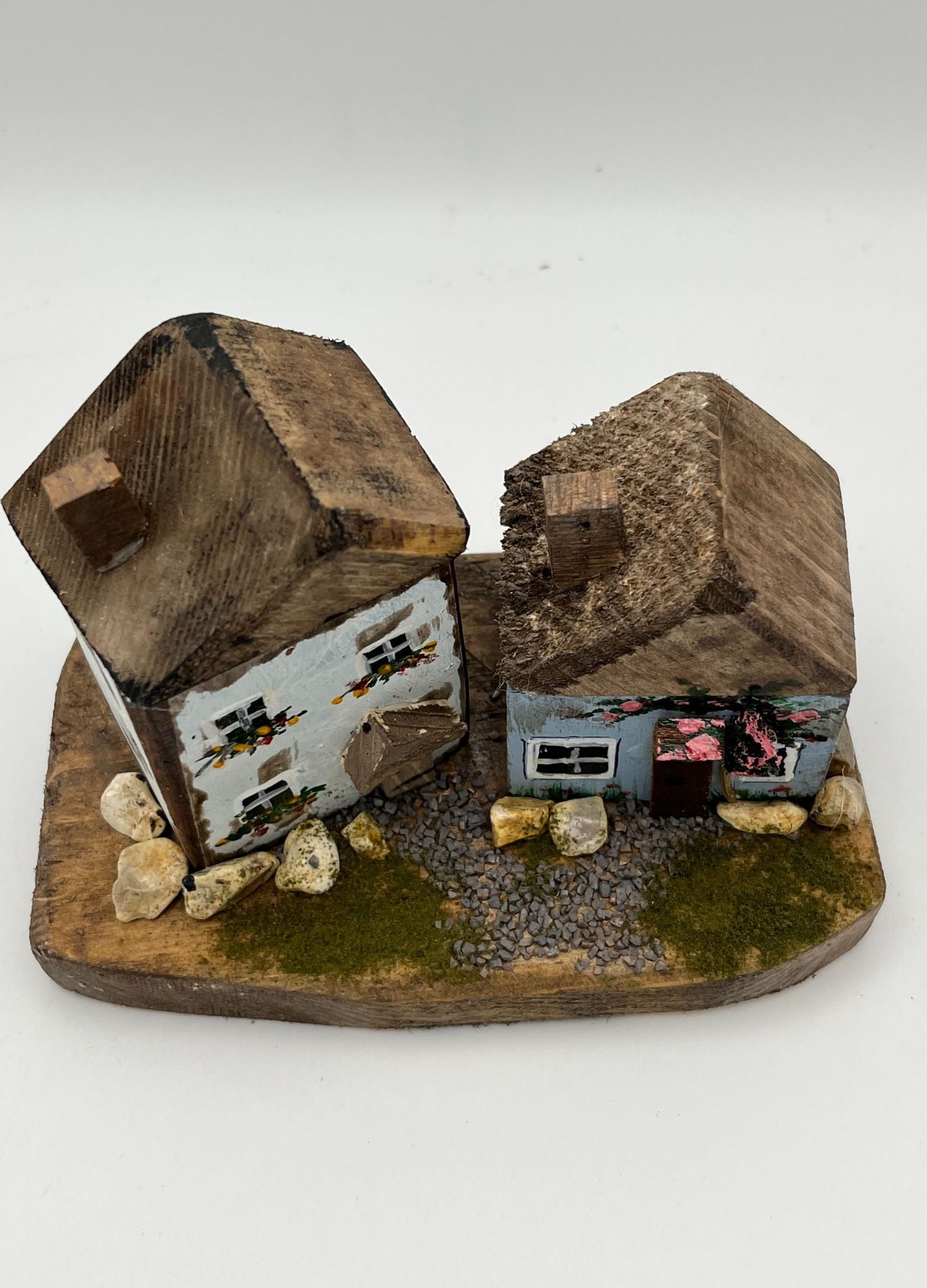 Pair Handcrafted Miniature Wood on Natural Base  RRH1032