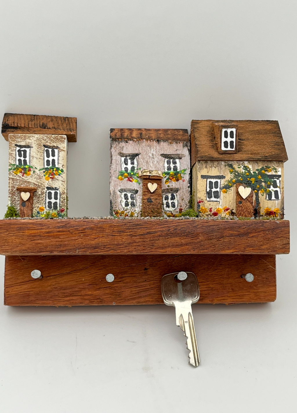 Handcrafted Miniature Wooden houses Keyholder on hardwood RRH1023